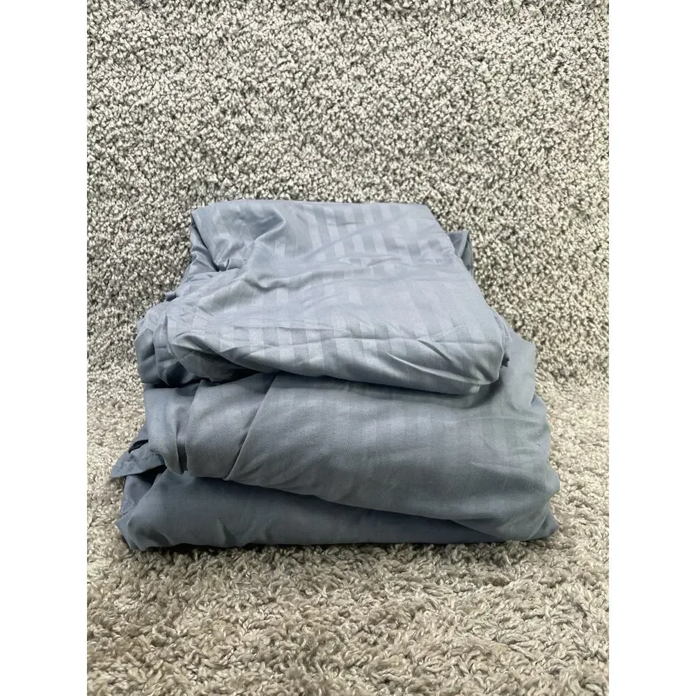 King Size Extra Soft 4 Piece Sheet Set Grey Striped Polyester Home Bedroom